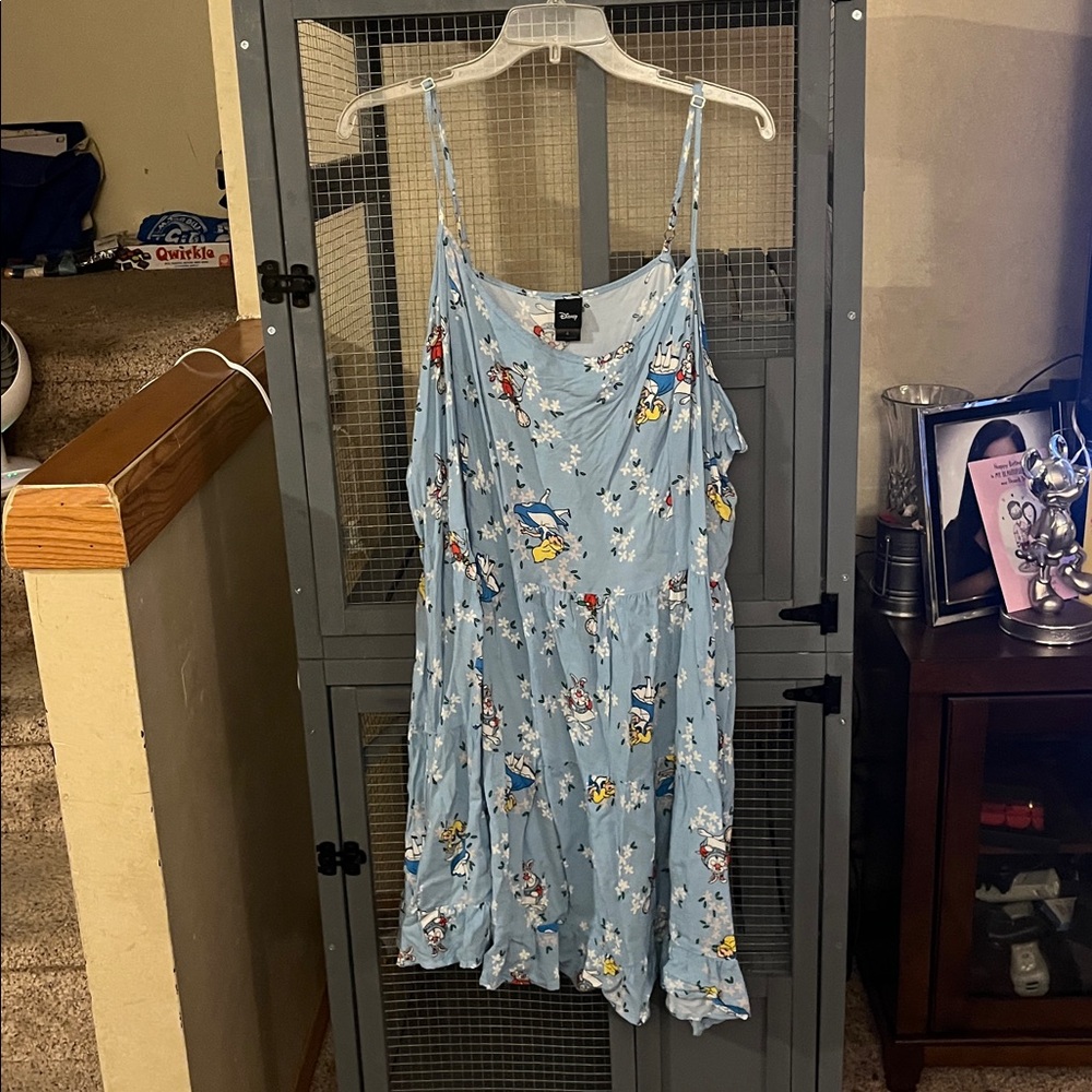 Disney Sky Blue Dress with Floral and Character Design